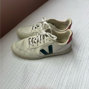 Veja Men's Sneakers in White with Blue and Red Accents
